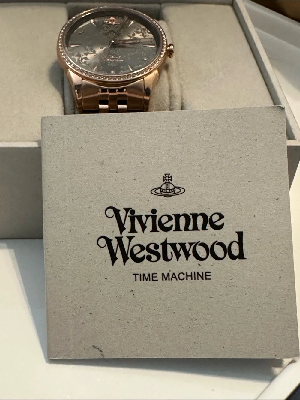 New Vivienne Westwood Wallace Rose Gold Crystal Swiss Watch w Box